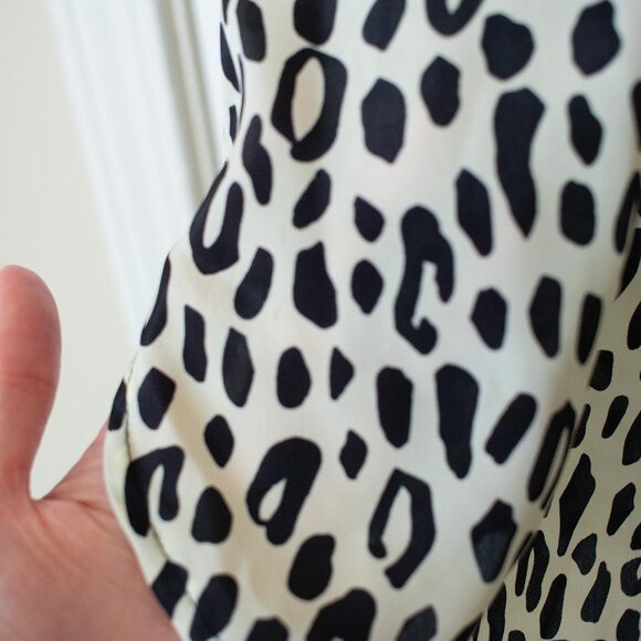 Colorblock Leopard Shirt Denim Collar Retro Black White Button 13/14 Dark Winter - Picture 11 of 11